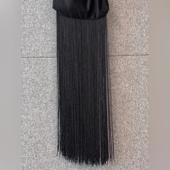 Elegant Velvet Wristlet Knot Black Mini fringe Bag - Picture 8 of 16